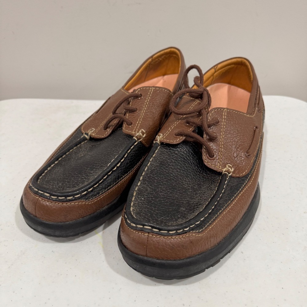 Dr. Comfort Patrick Boat Shoes Mens 13M Brown Black Leather 8560 Orthopedic